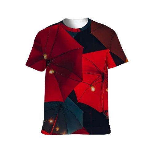 yanfind Adult Full Print T-shirts (men And Women) Art Dark Texture Abstract Fall Design Sunshade Umbrella Nylon Motley Sunblind
