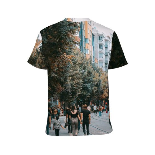 yanfind Adult Full Print T-shirts (men And Women) Light City Road Landscape Street Winter Park Architecture Tree Fall Travel Pavement
