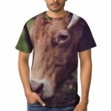yanfind Adult Full Print T-shirts (men And Women) Bull Cattle Cow Horns Pasture