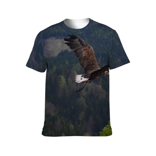 yanfind Adult Full Print T-shirts (men And Women) Bald Eagle Bird Flying Forest Trees