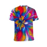 yanfind Adult Full Print T-shirts (men And Women) Art Texture Abstract Flower Design Creativity Decoration Beautiful Rainbow Coloring Artistic Visuals
