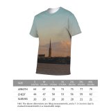 yanfind Adult Full Print T-shirts (men And Women) Sea City Dawn Landscape Evening Architecture Travel Reflection Church Dusk