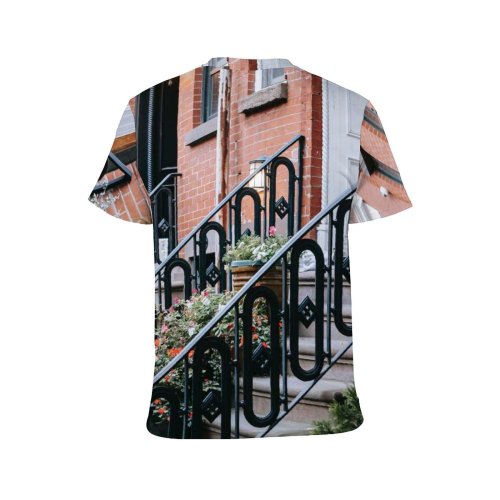 yanfind Adult Full Print T-shirts (men And Women) Architecture Barrier Brick Wall Brickwork Building City Construction Contemporary Detail District Door