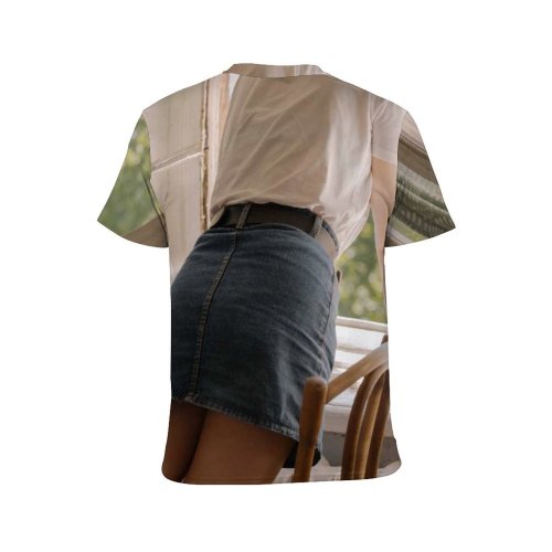 yanfind Adult Full Print T-shirts (men And Women) Apartment Attractive Chair Female From Behind Hot Girl Sexy Skirt Student