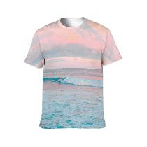 yanfind Adult Full Print T-shirts (men And Women) Beach Sunset Beautiful Breaking Crashing Golden Ocean Pastel Surf Surfboard Surfer