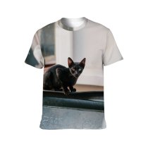 yanfind Adult Full Print T-shirts (men And Women) Attentive Building Calm Cat Creature Curious Dwell Fluff Fur Gaze Home