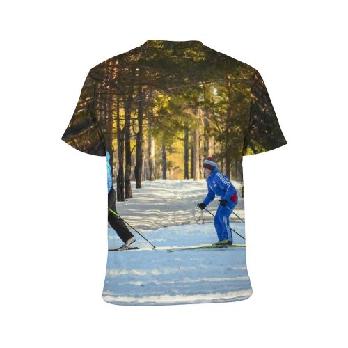 yanfind Adult Full Print T-shirts (men And Women) Cool Forest Skier Skiing Snow Winter