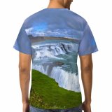 yanfind Adult Full Print T-shirts (men And Women) Cliff Clouds Countryside Daylight Grass Landscape Mountains Outdoors Rainbow River Rocks Scenic