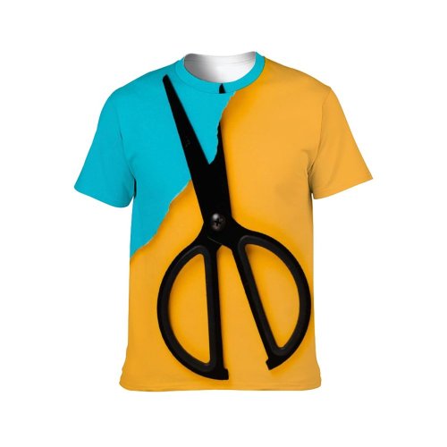 yanfind Adult Full Print T-shirts (men And Women) Art Silhouette Abstract Design Creativity Retro Scissors Sharp Conceptual