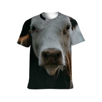 yanfind Adult Full Print T-shirts (men And Women) Countryside Agriculture Farm Grass Milk Portrait Outdoors Bull Cow Pasture Cattle