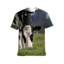 yanfind Adult Full Print T-shirts (men And Women) Field Countryside Agriculture Farm Grass Grassland Milk Cow Rural Calf Farmland Pasture