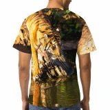 yanfind Adult Full Print T-shirts (men And Women) Big River Reflection Cat Wild Hunter Teeth Jungle Safari Wildlife