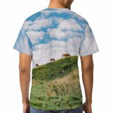 yanfind Adult Full Print T-shirts (men And Women) Landscape Countryside Hill Agriculture Travel Cloud Grassland Outdoors Rural Country Farmland Pasture