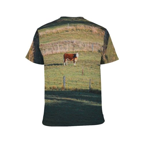 yanfind Adult Full Print T-shirts (men And Women) Landscape Field Agriculture Grass Grassland Cow Horse Rural Farmland Pasture Cattle