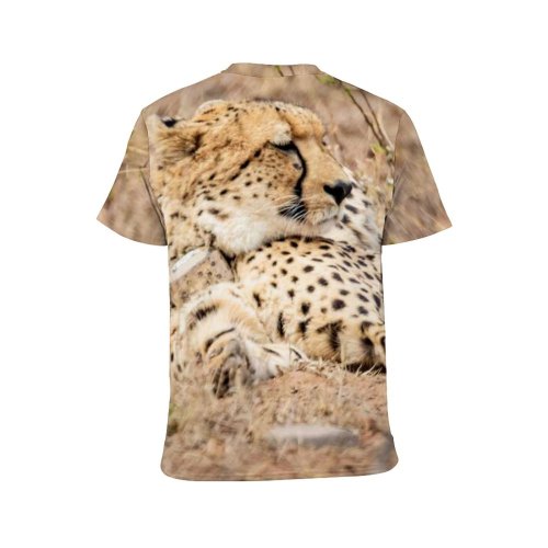 yanfind Adult Full Print T-shirts (men And Women) Dry Grass Cat Outdoors Hunter Wildlife Danger Daylight Carnivore Camouflage Side