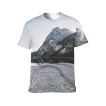 yanfind Adult Full Print T-shirts (men And Women) Daylight Forest Lake Lakeside Landscape Peak Mountains Outdoors Reflection River