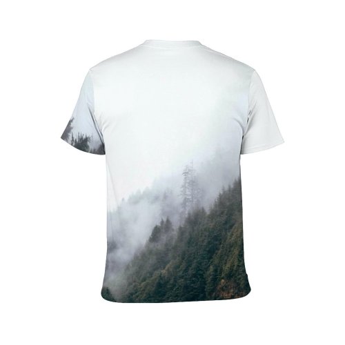 yanfind Adult Full Print T-shirts (men And Women) Alpine Breathtaking Cloudy Coniferous Evergreen Fir Fog Foliage Forest Gloomy Greenery
