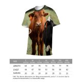 yanfind Adult Full Print T-shirts (men And Women) Field Agriculture Grass Milk Rural Calf Farmland Pasture Cattle Curiosity Pastoral