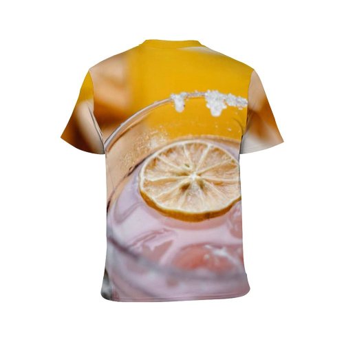 yanfind Adult Full Print T-shirts (men And Women) Summer Cocktail Glass Tea Sugar Lemon Fruit Homemade Delicious Juice Cool
