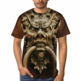 yanfind Adult Full Print T-shirts (men And Women) Wood Art Door Rustic Wooden Decoration Lock Iron Gold Retro Board Bronze