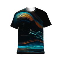 yanfind Adult Full Print T-shirts (men And Women) Art Wave Dark Abstract Neon Design Creativity Science Flame Energy Rainbow Artistic