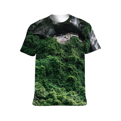 yanfind Adult Full Print T-shirts (men And Women) Wood Landscape Summer Lake Leaf Tree River Travel Waterfall Island Rock Outdoors