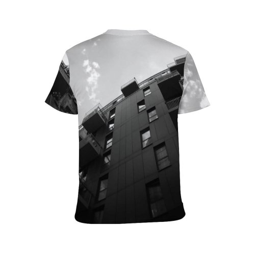 yanfind Adult Full Print T-shirts (men And Women) Apartment Architecture Balcony Building City Cityscape Clouds Facade Glass Items Shot