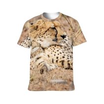 yanfind Adult Full Print T-shirts (men And Women) Dry Grass Cat Outdoors Hunter Wildlife Danger Daylight Carnivore Camouflage Side