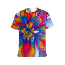 yanfind Adult Full Print T-shirts (men And Women) Art Texture Abstract Flower Design Creativity Decoration Beautiful Rainbow Coloring Artistic Visuals