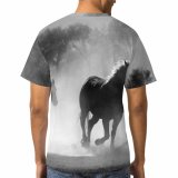 yanfind Adult Full Print T-shirts (men And Women) Equine Freedom Gallop Grey Horses Motion Speed Sprint Wild