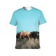 yanfind Adult Full Print T-shirts (men And Women) Landscape Field Grass Outdoors Bull Cow Rural Safari Wildlife Farmland Horn