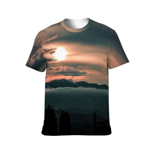yanfind Adult Full Print T-shirts (men And Women) Late Afternoon Landscape Sky Clouds Dusk