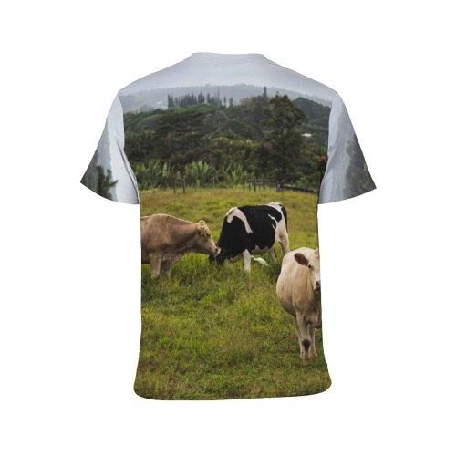 yanfind Adult Full Print T-shirts (men And Women) Landscape Field Countryside Agriculture Farm Grass Grassland Milk Cow Rural Farmland