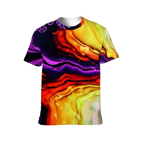 yanfind Adult Full Print T-shirts (men And Women) Art Wave Texture Abstract Motion Design Creativity Surreal Rainbow Motley