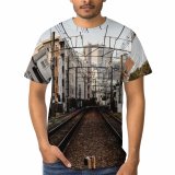yanfind Adult Full Print T-shirts (men And Women) Light Road Street Train Travel Station Iron Urban Wire Electricity Railway