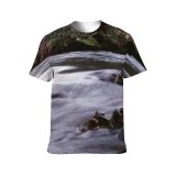 yanfind Adult Full Print T-shirts (men And Women) Landscape Trees River Rocks Stone Smooth Flow Church