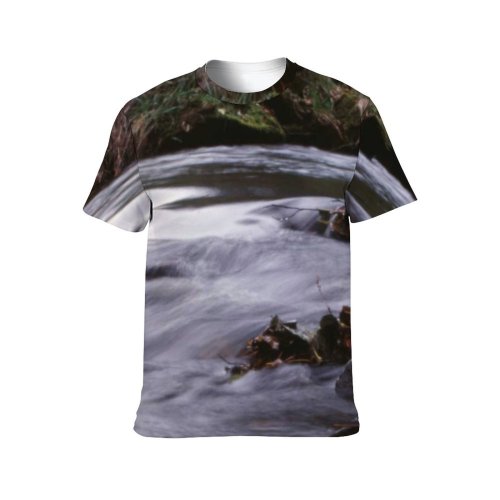 yanfind Adult Full Print T-shirts (men And Women) Landscape Trees River Rocks Stone Smooth Flow Church