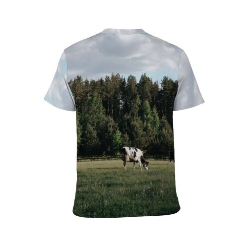 yanfind Adult Full Print T-shirts (men And Women) Cattle Cow Dairy Farm Farmland Field Flock Landscape Lawn Meadow Outdoors