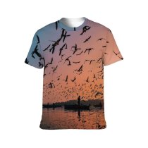 yanfind Adult Full Print T-shirts (men And Women) Beak Bird Boat Calm Creature Dusk Evening Feather Flight Flock Fly Fowl