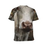 yanfind Adult Full Print T-shirts (men And Women) Field Countryside Agriculture Farm Grass Milk Portrait Bull Cow Rural Farmland Pasture