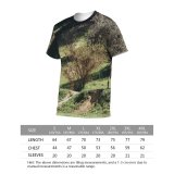 yanfind Adult Full Print T-shirts (men And Women) Field Summer Countryside Agriculture Farm Grass Tree Grassland Outdoors Rural Pasture Cattle