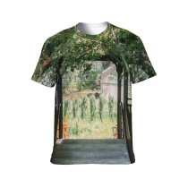 yanfind Adult Full Print T-shirts (men And Women) Blurred Botany Calm Cottage Countryside Courtyard Daytime Dwell Entrance Estate Fence