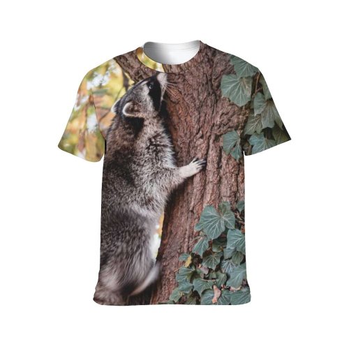 yanfind Adult Full Print T-shirts (men And Women) Wood Bird Park Leaf Fall Rodent Outdoors Wild Ivy Wildlife Squirrel