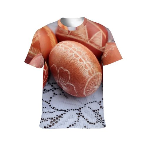 yanfind Adult Full Print T-shirts (men And Women) Wood Breakfast Easter Egg Chicken Rustic Ingredients Traditional Boiling Nutrition Cholesterol Dotted