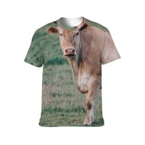 yanfind Adult Full Print T-shirts (men And Women) Field Countryside Agriculture Farm Grass Grassland Milk Bull Cow Rural Calf Farmland