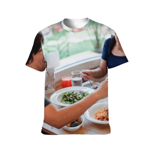 yanfind Adult Full Print T-shirts (men And Women) Café Cafeteria Cheerful Cocktail Content Cuisine Cutlery Delicious Dinner Eat Female