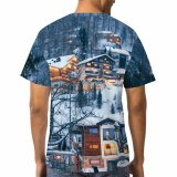 yanfind Adult Full Print T-shirts (men And Women) Building Calm Cottage Country Countryside Daytime Destination Dwell Freeze Frost Frozen Highland