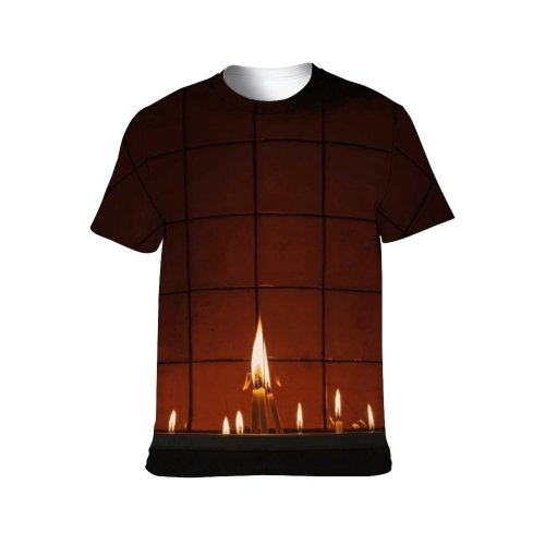 yanfind Adult Full Print T-shirts (men And Women) Light Art Dark Texture Wall Abstract Architecture Hot Design Flame Family Warmly