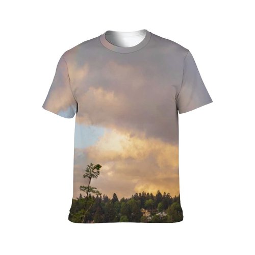yanfind Adult Full Print T-shirts (men And Women) Light Dawn Landscape Sunset Beach Storm Lake Evening Tree Travel