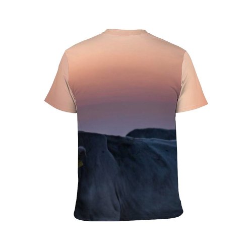 yanfind Adult Full Print T-shirts (men And Women) Dawn Landscape Sunset Agriculture Farm Grass Milk Dusk Outdoors Bull Cow
